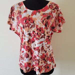 Laura Ashley Floral Watercolor Rhinestone Knit Top Shirt